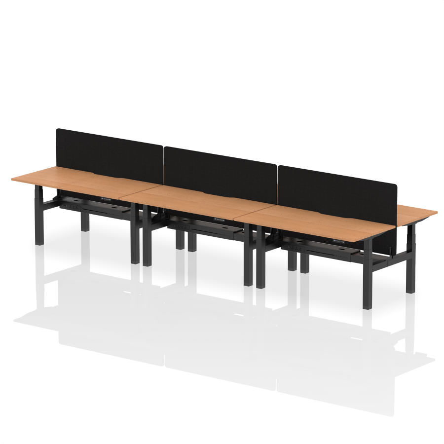 Rayleigh Back-to-Back 6 Person Scalloped Height Adjustable Bench Desk